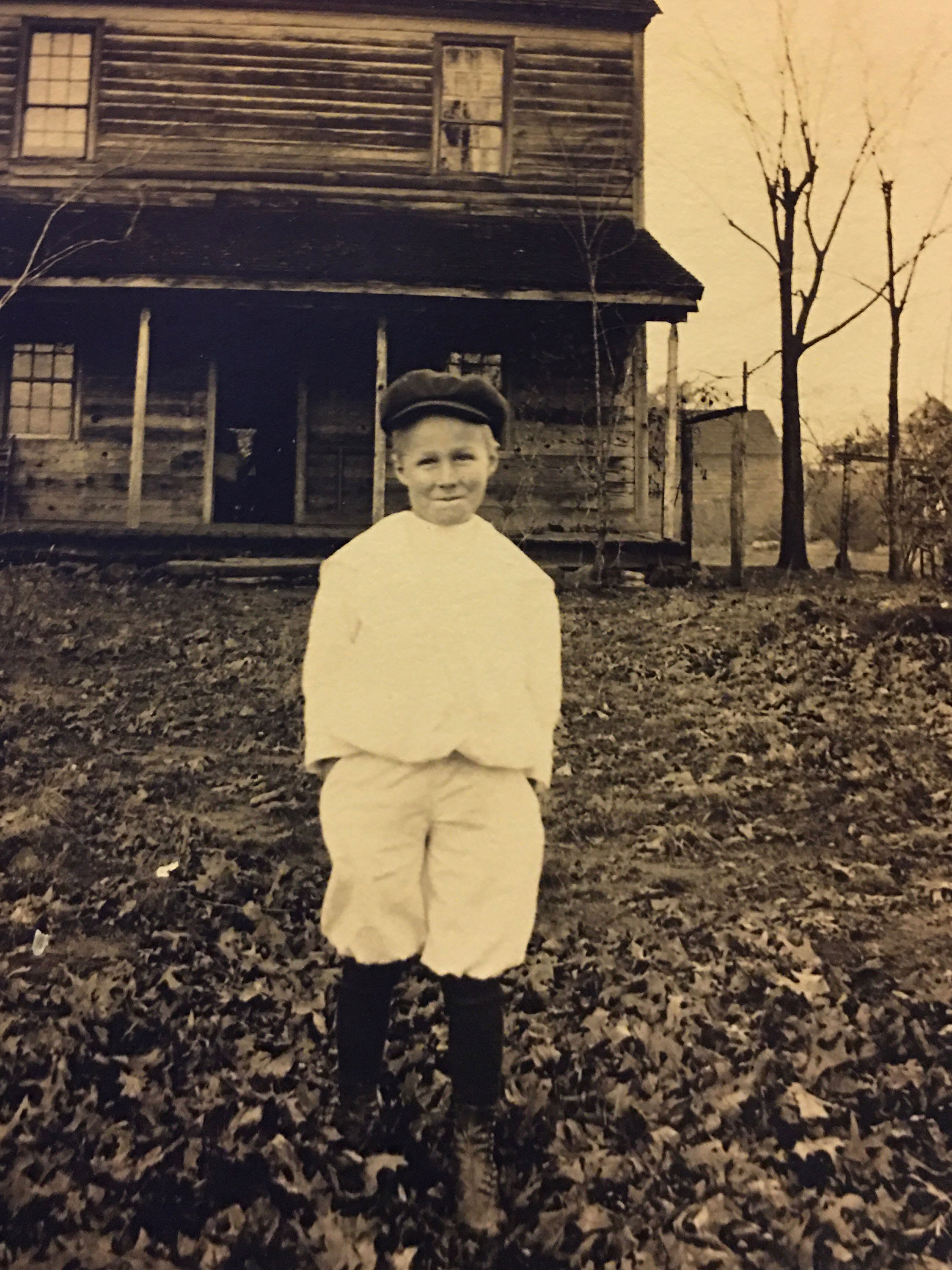 William Eugenius Adams, Sr. in front of the Hall house in North Carolina